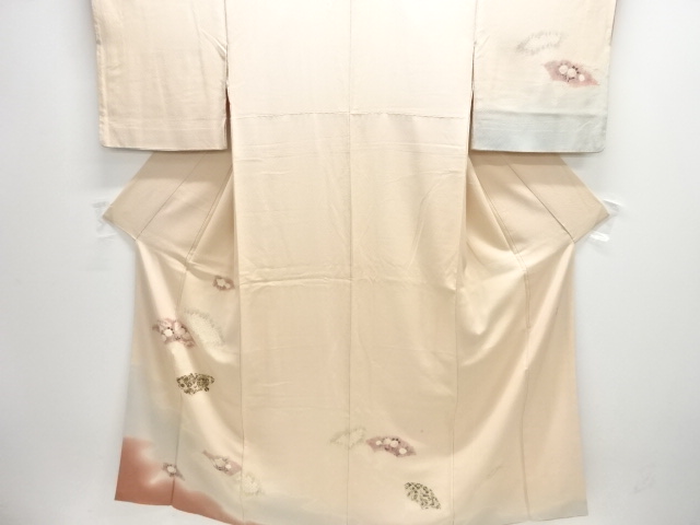 白鳩　ハト　菊　アンティーク　錦紗　着物　アンティーク 白鳩 ハト 菊 アンティーク 錦紗 着物 アンティーク
